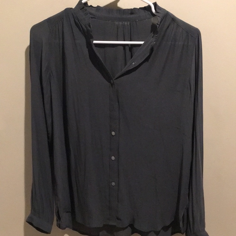 Charcoal grey sheer blouse